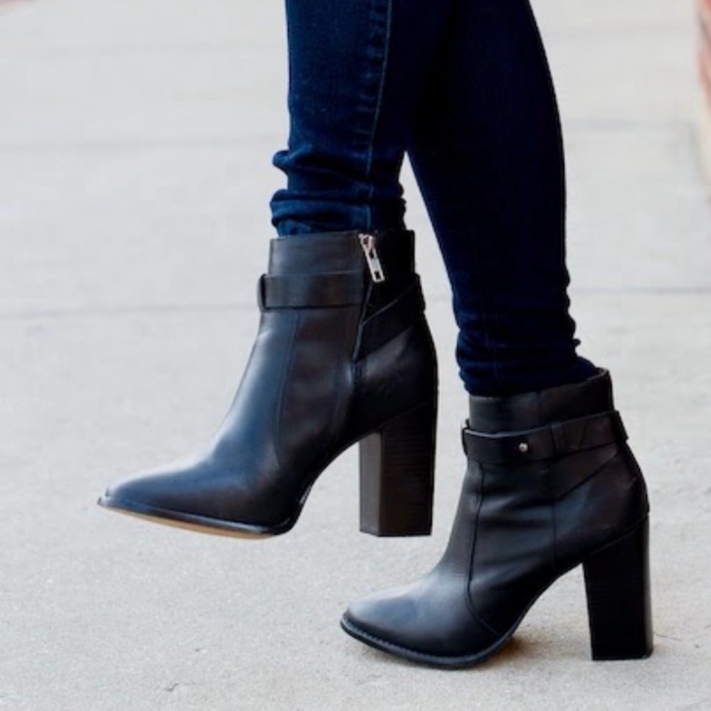 Madewell leather black boots Sammie block heel